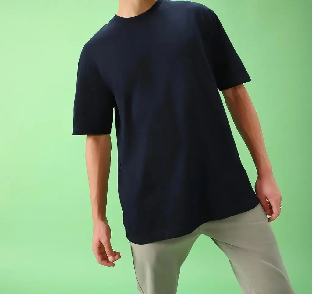 "Essential Comfort: 190 GSM Oversized Cotton Tee --(navy blue)--(S-XL)"